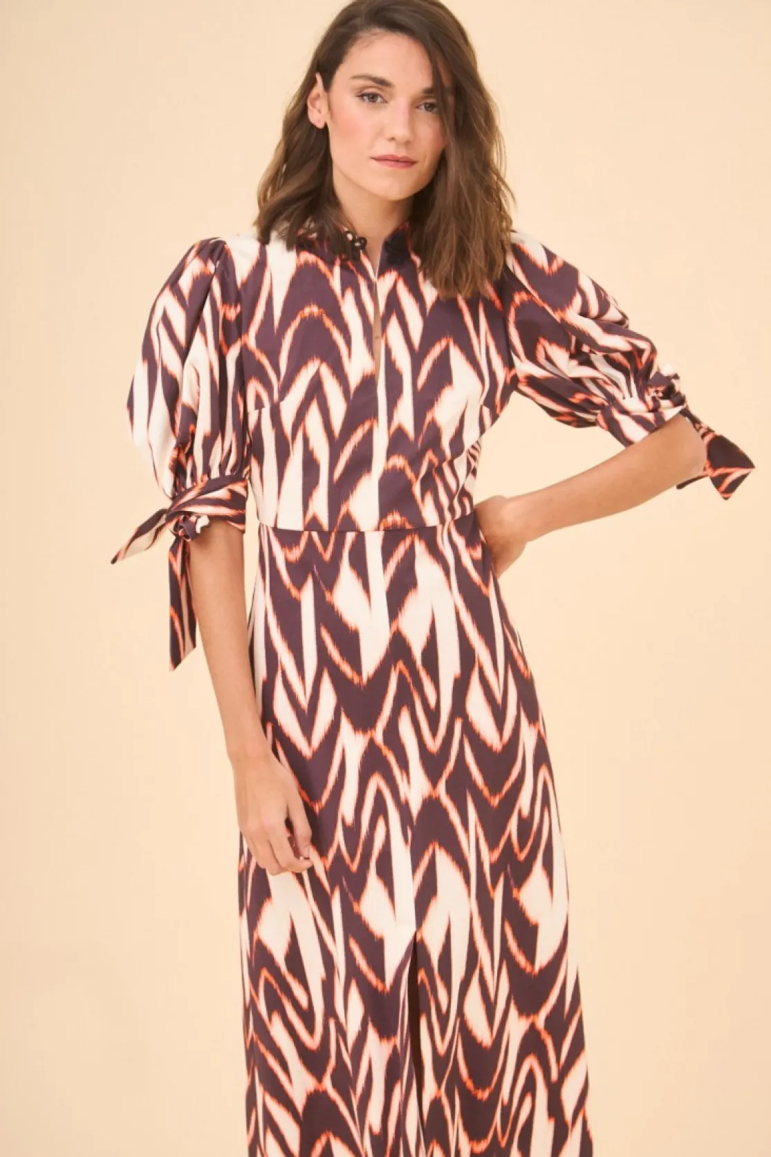 VESTIDO HERVAS NARANJA/BEIGE*Coosy Shop